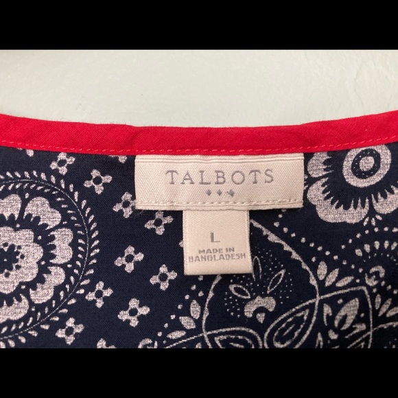 Talbots Large Blue with white flowers red trim - Picture 3 of 4